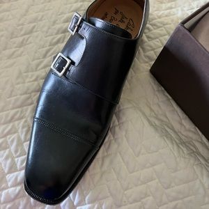 Harris Firenze Black Leather Men’s double buckle shoe